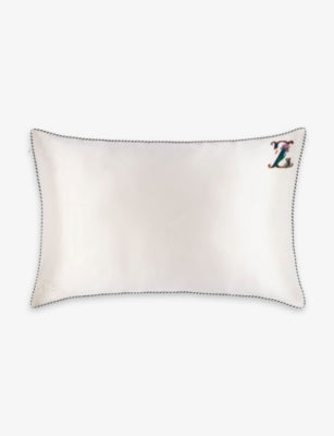 Slip Queen Letter-Embroidered Silk Pillowcase 51cm x 76cm