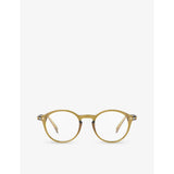 #D round-framed golden green reading glasses - FROZEN BLUE - +1