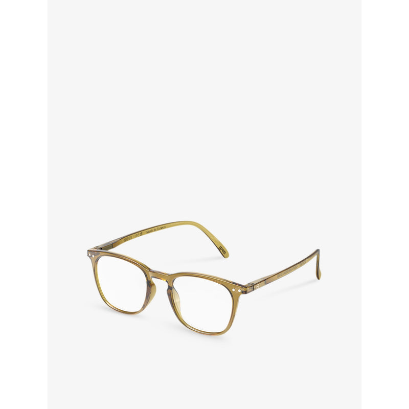 Izipizi golden green square reading glasses, imported from the UK