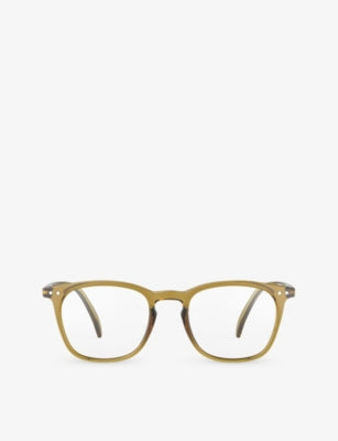 Izipizi golden green square reading glasses, imported from the UK