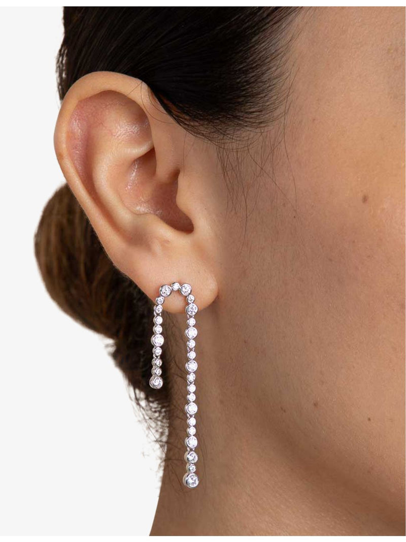 Astrid & Miyu Gleam rhodium-plated sterling-silver drop studs, UK version