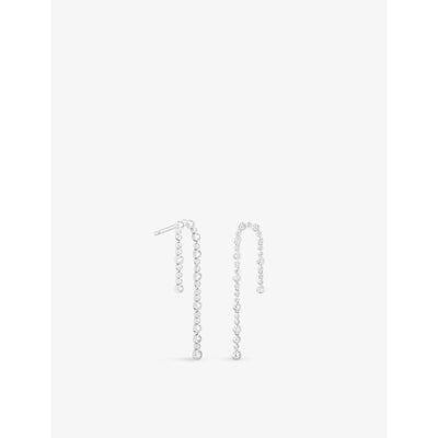 selfridges Astrid & Miyu Gleam Crystal Rhodium-Plated Sterling Silver Drop Stud Earrings- Buy online at McGrocer
