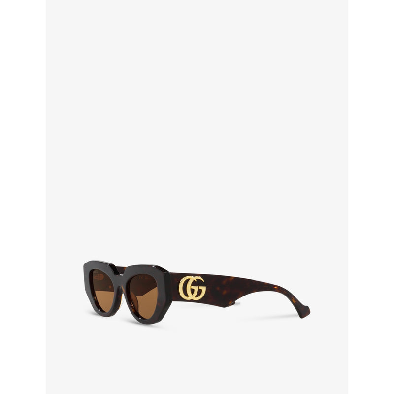 Gucci GG1421S tortoiseshell acetate rectangle sunglasses - British product