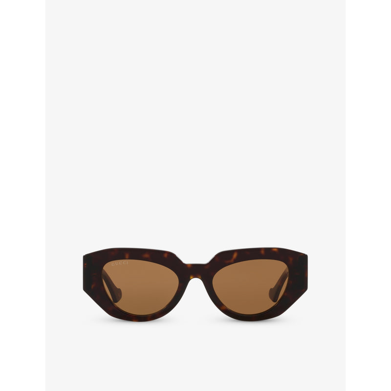 Gucci GG1421S tortoiseshell acetate rectangle sunglasses - British product