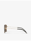 Saint Laurent rectangular metal sunglasses with UV protection, UK version