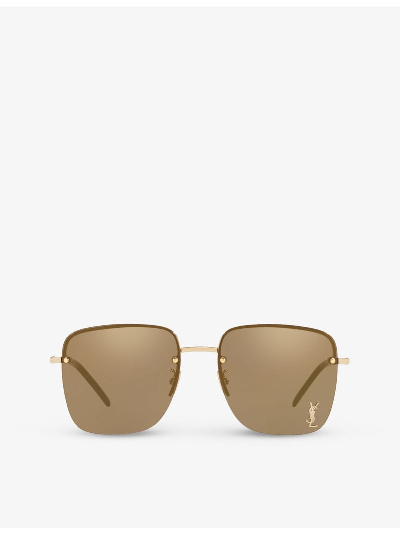 Saint Laurent rectangular metal sunglasses with UV protection, UK version