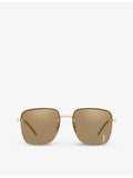 Saint Laurent rectangular metal sunglasses with UV protection, UK version