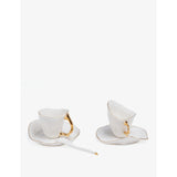 Seletti Meltdown porcelain coffee set of two with gold-tone details (British brand)