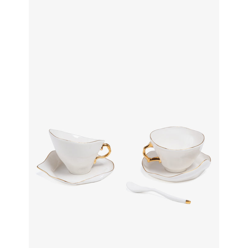 Seletti Meltdown porcelain tea set of two, UK version