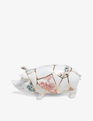 selfridges Seletti Kintsugi Pig-Shaped Porcelain Money Box 31.5 x 13 x 14.5cm- Buy online at McGrocer