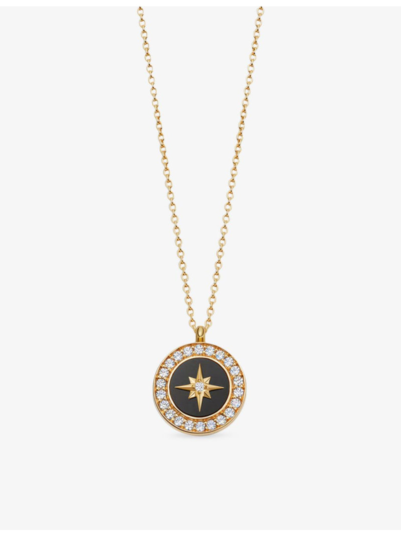 Astley Clarke Polaris gold-plated locket with onyx and sapphire (British brand)