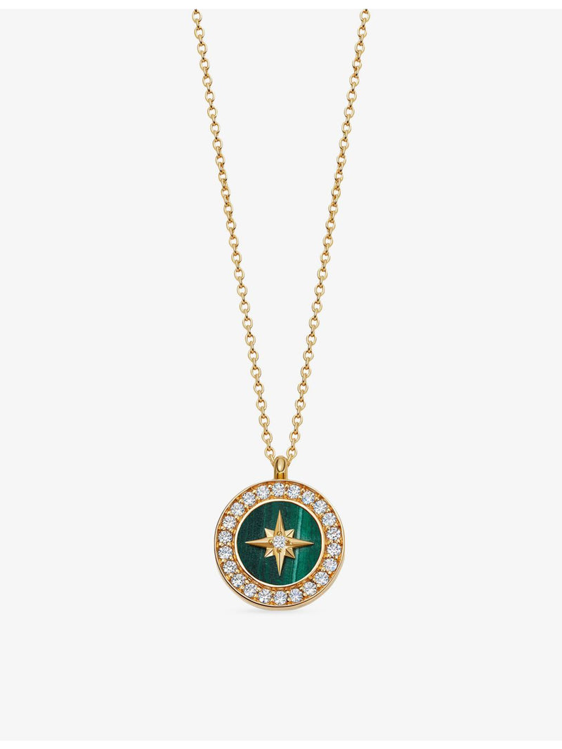Astley Clarke Polaris locket necklace malachite white sapphire (British brand)