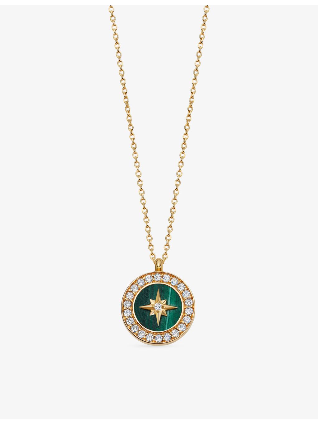 Astley Clarke Polaris locket necklace malachite white sapphire (British brand)