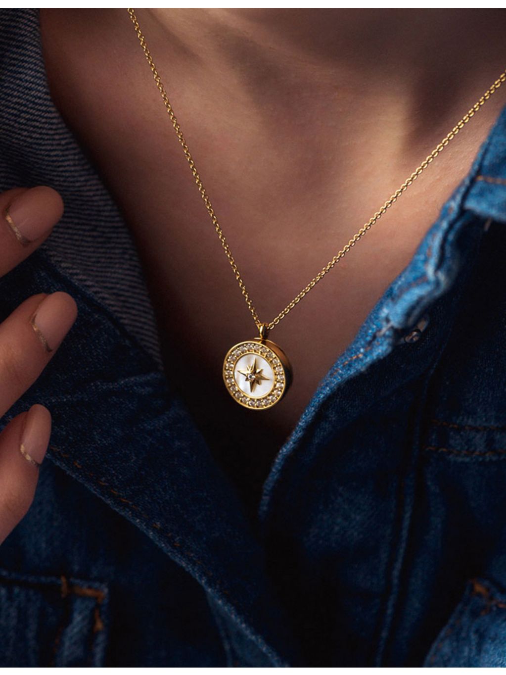 Astley Clarke 18ct gold-plated mother-of-pearl locket necklace (British brand)