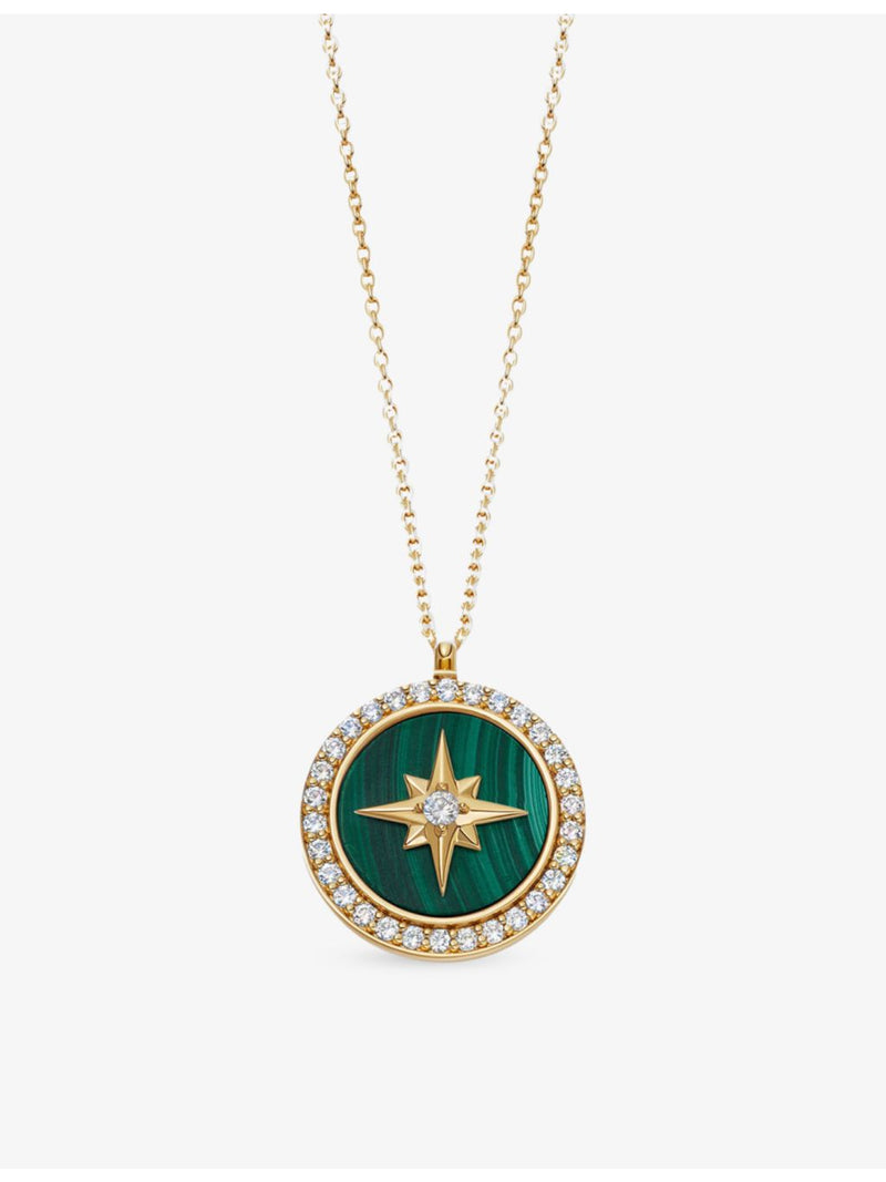 Astley Clarke large gold-plated malachite locket necklace (British brand)