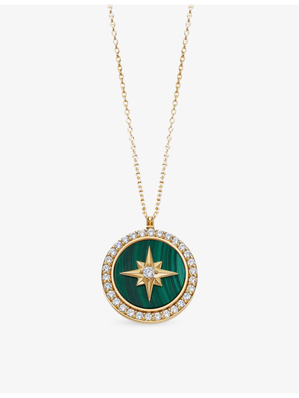 Astley Clarke large gold-plated malachite locket necklace (British brand)