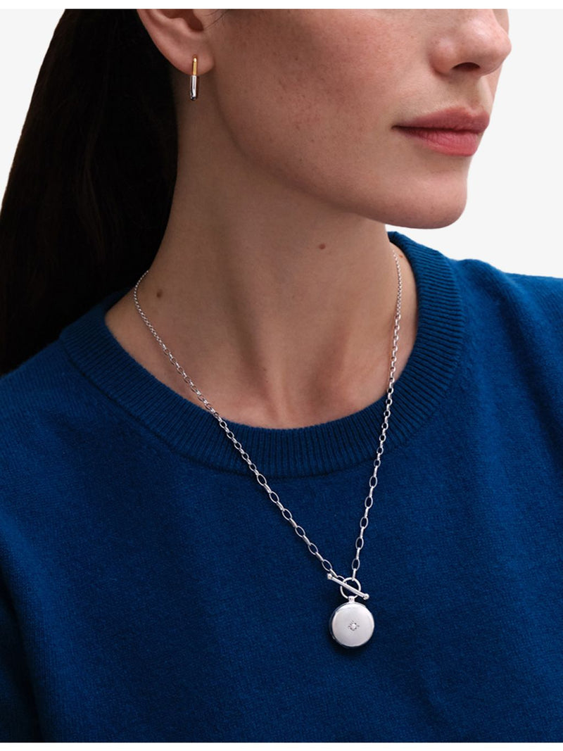 Astley Clarke sterling silver sapphire locket necklace (British brand)