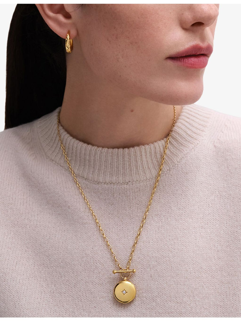 Astley Clarke white sapphire T-bar locket necklace 50cm, UK version