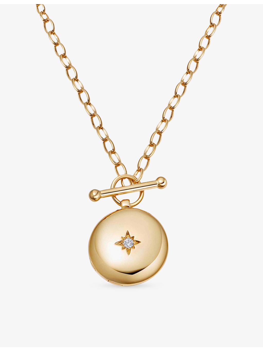 Astley Clarke white sapphire T-bar locket necklace 50cm, UK version