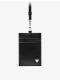 Aspinal of London leather lanyard card holder with logo badge (British brand)