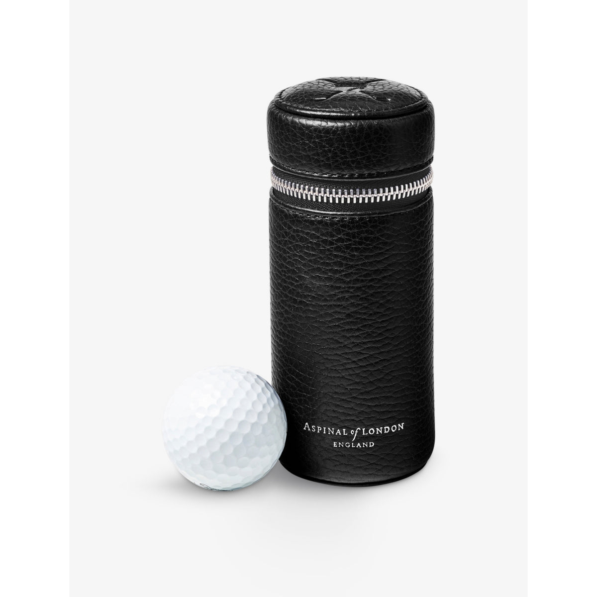 Aspinal of London logo-embossed leather golf ball holder, UK version