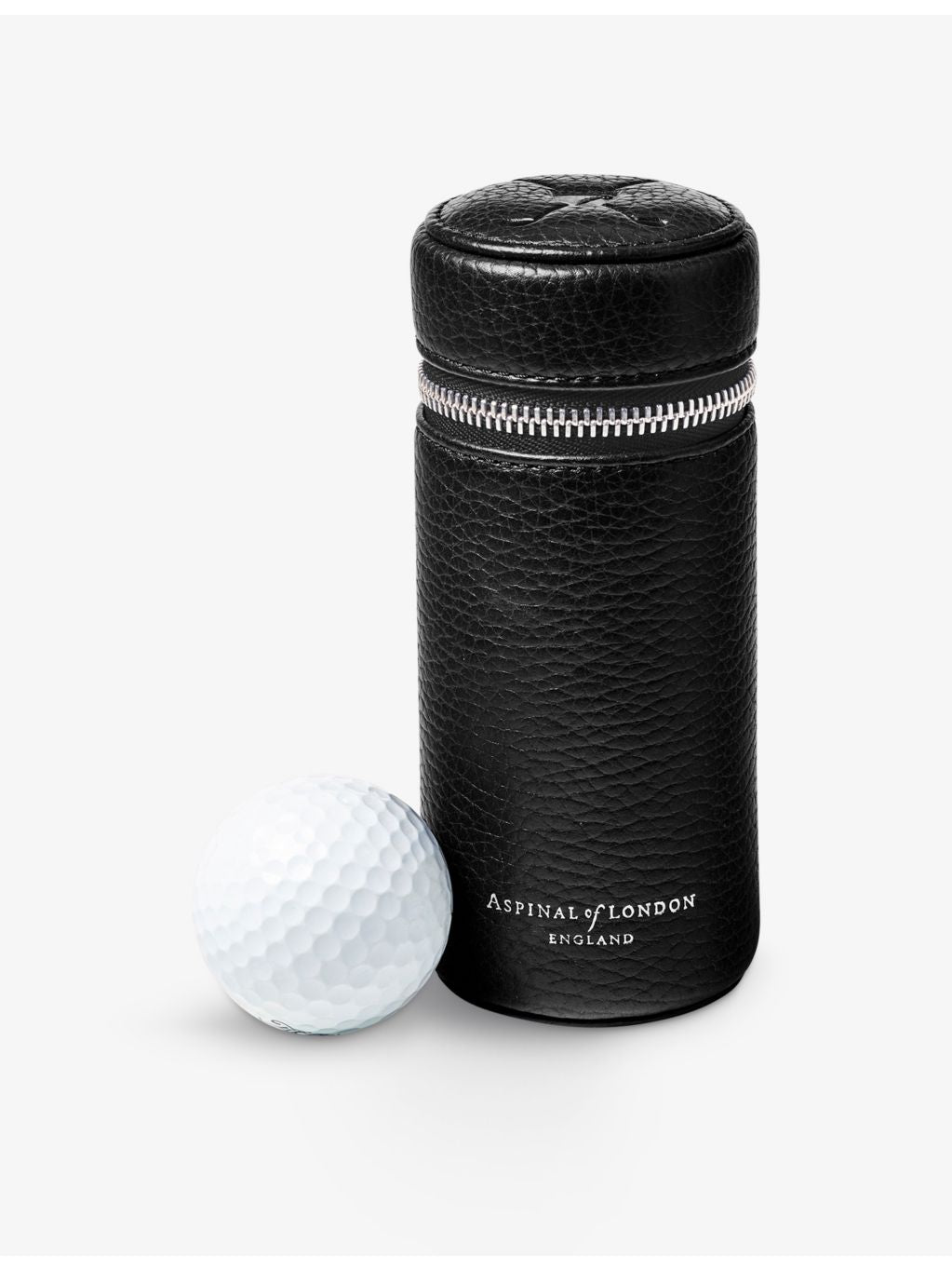 Aspinal of London logo-embossed leather golf ball holder, UK version