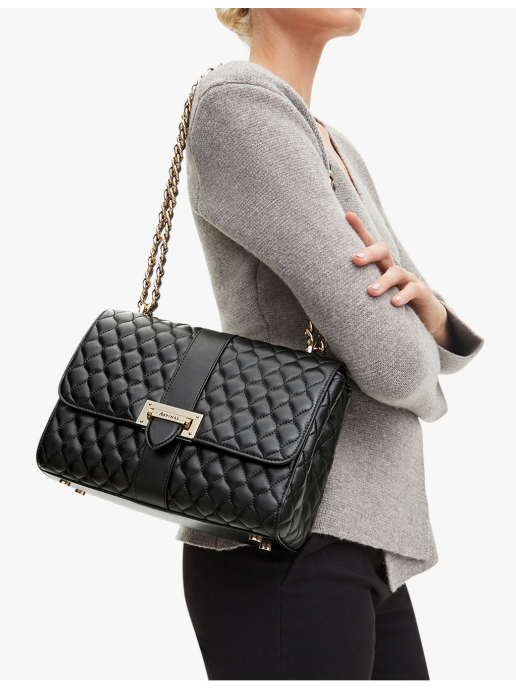 Aspinal of London Lottie quilted leather shoulder bag (British brand)