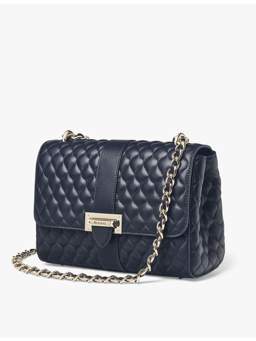 Aspinal of London quilted leather shoulder bag gold-tone hardware (British brand)