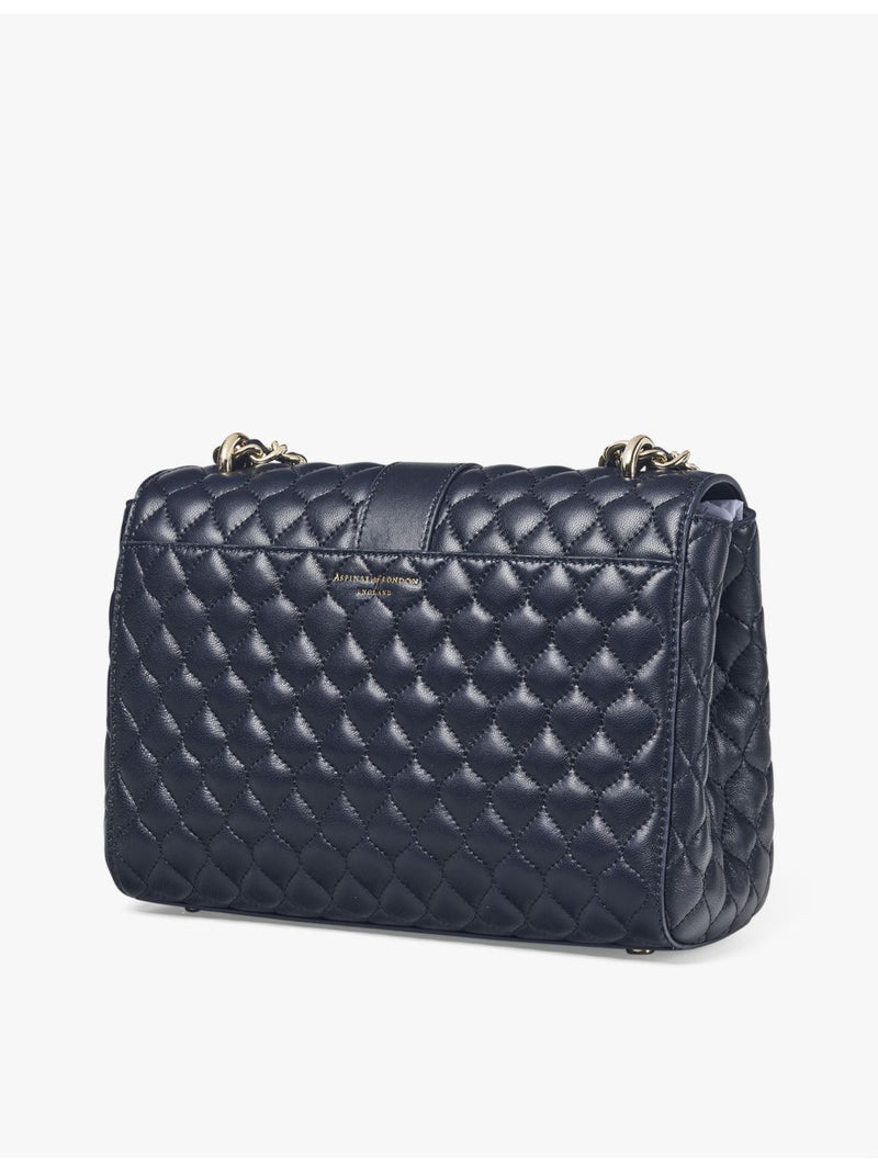 Aspinal of London quilted leather shoulder bag gold-tone hardware (British brand)