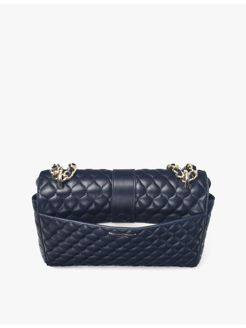 Aspinal of London quilted leather shoulder bag gold-tone hardware (British brand)