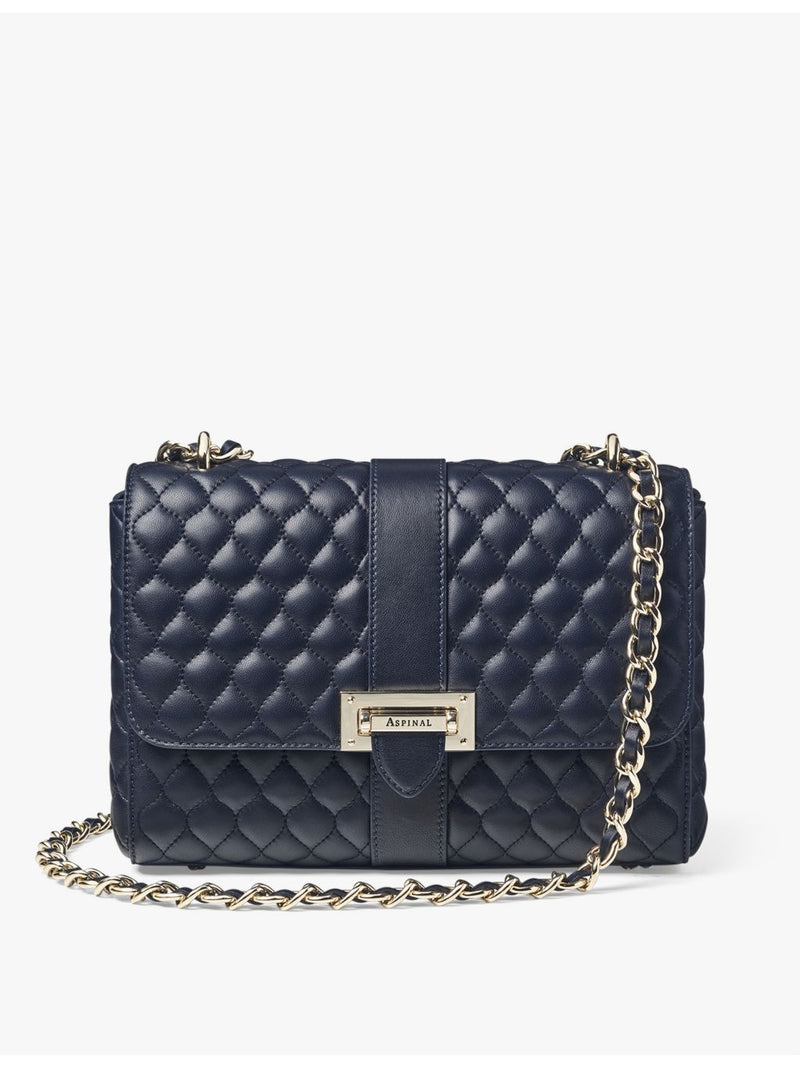 Aspinal of London quilted leather shoulder bag gold-tone hardware (British brand)