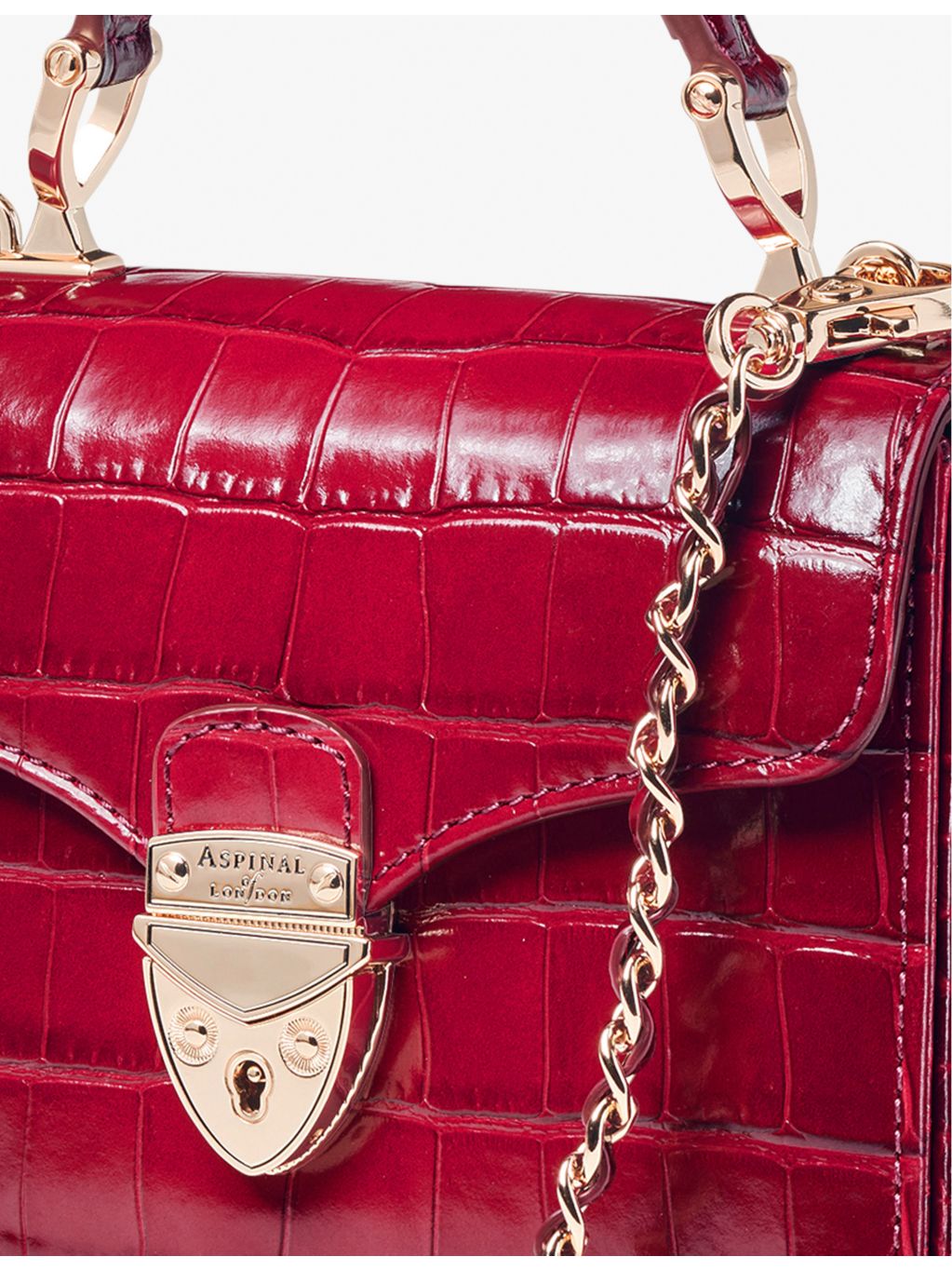 Aspinal of London Mayfair Mini croc-embossed leather shoulder bag (British brand)