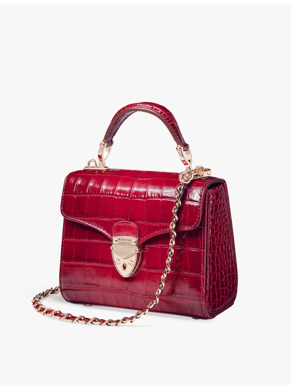 Aspinal of London Mayfair Mini croc-embossed leather shoulder bag (British brand)