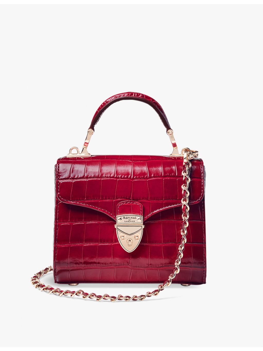 Aspinal of London Mayfair Mini croc-embossed leather shoulder bag (British brand)