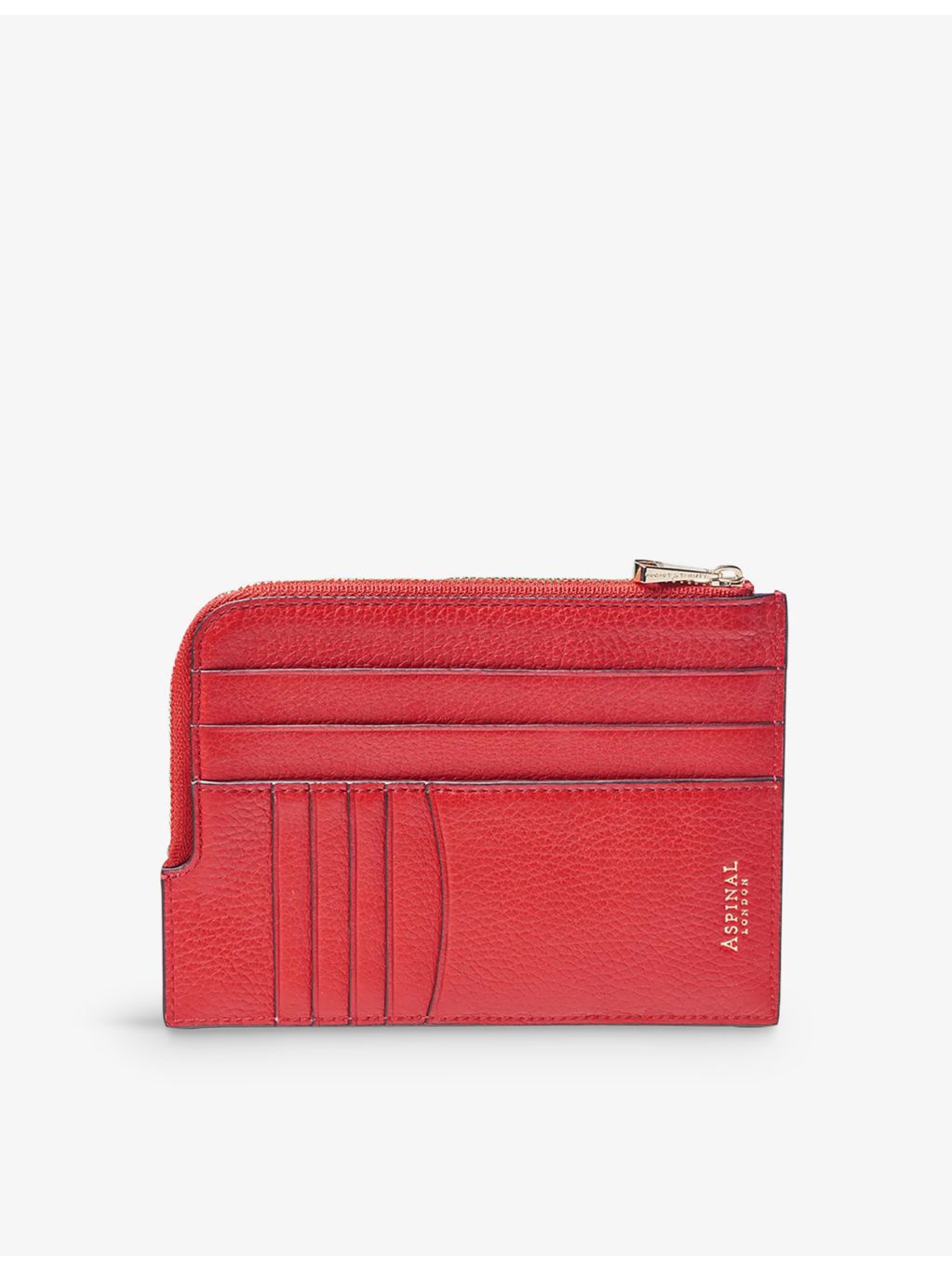 Aspinal of London slimline pebble-leather travel wallet with zip fastening (British brand)