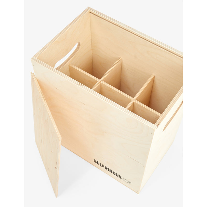 Selfridges Selection wooden six-bottle wine box - British product