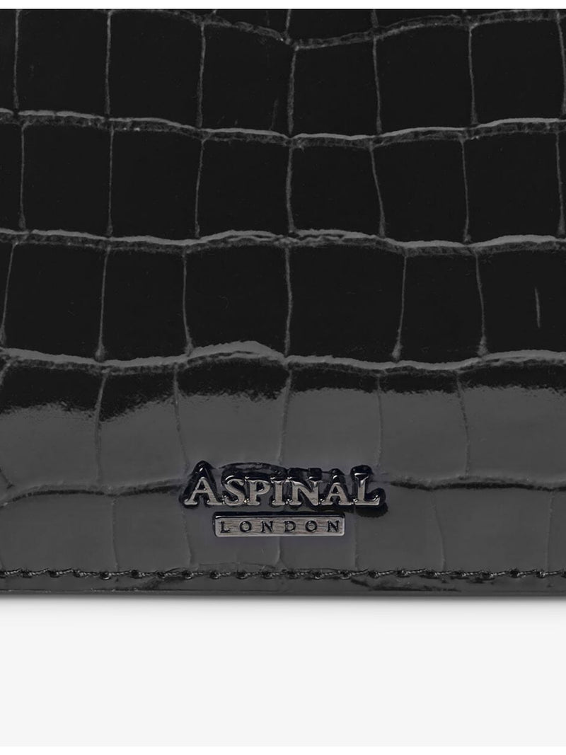 Aspinal of London Mayfair croc-effect leather clutch bag, UK version