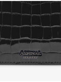 Aspinal of London Mayfair croc-effect leather clutch bag, UK version