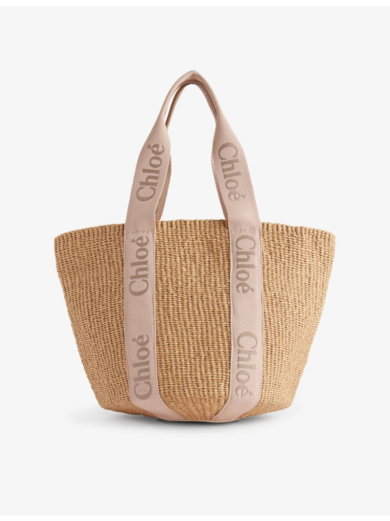 Chloé Woody large paper tote bag, imported from the UK