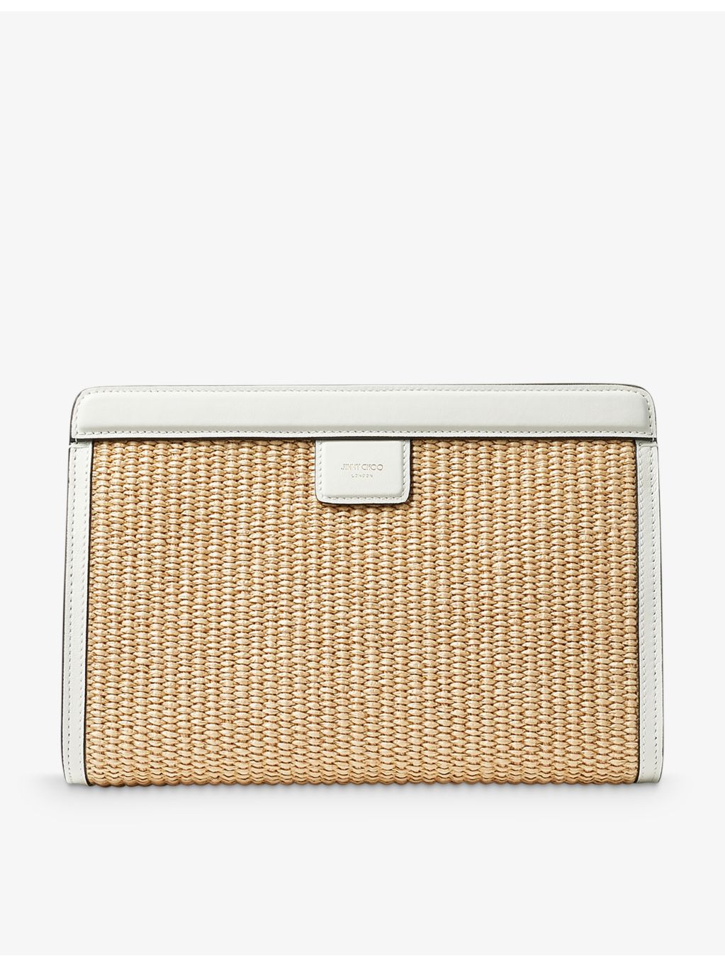 Jimmy Choo logo-embroidered raffia pouch - British product