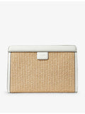 Jimmy Choo logo-embroidered raffia pouch - British product