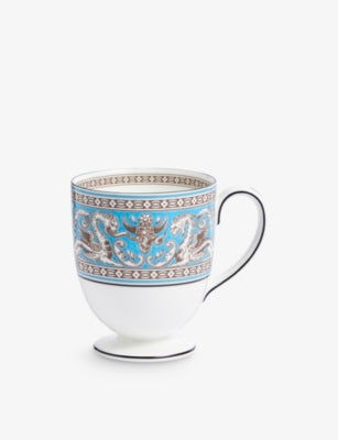 Wedgwood Florentine Turquoise bone china mug 270ml, imported from the UK