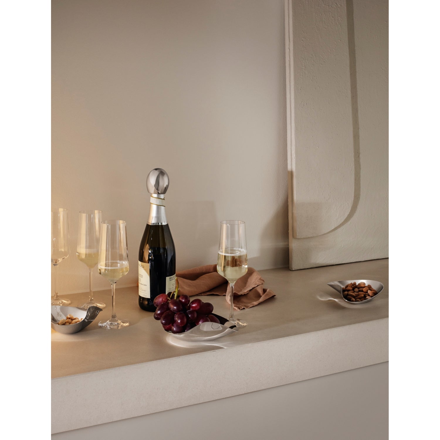 Georg Jensen Bernadotte grooved champagne flute glasses set of six, UK version