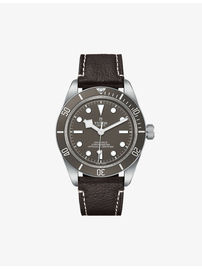 Tudor Black Bay 58 sterling-silver and leather watch 39mm - British product
