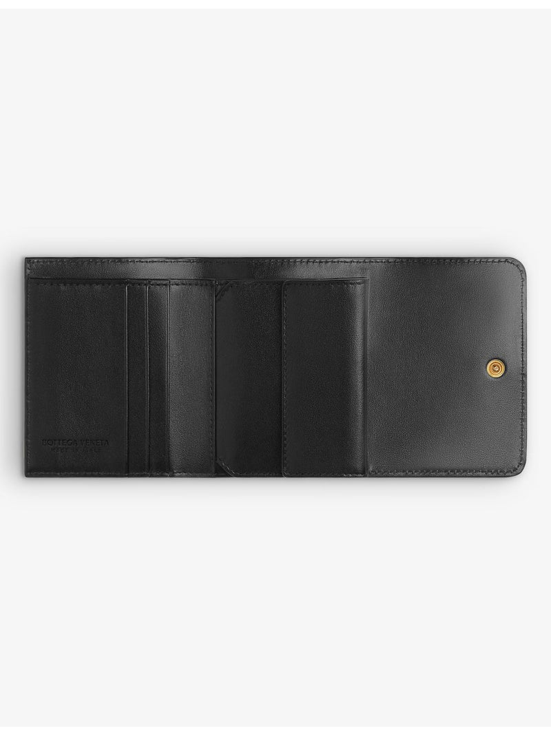 Bottega Veneta intrecciato leather trifold wallet 9x10.5cm, imported from the UK