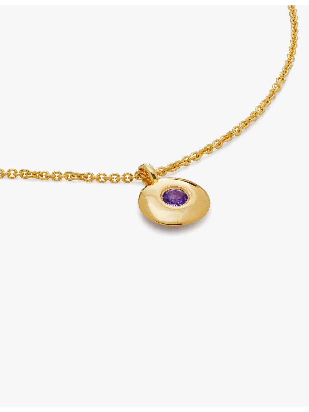 Monica Vinader amethyst pendant necklace in gold vermeil, imported from the UK