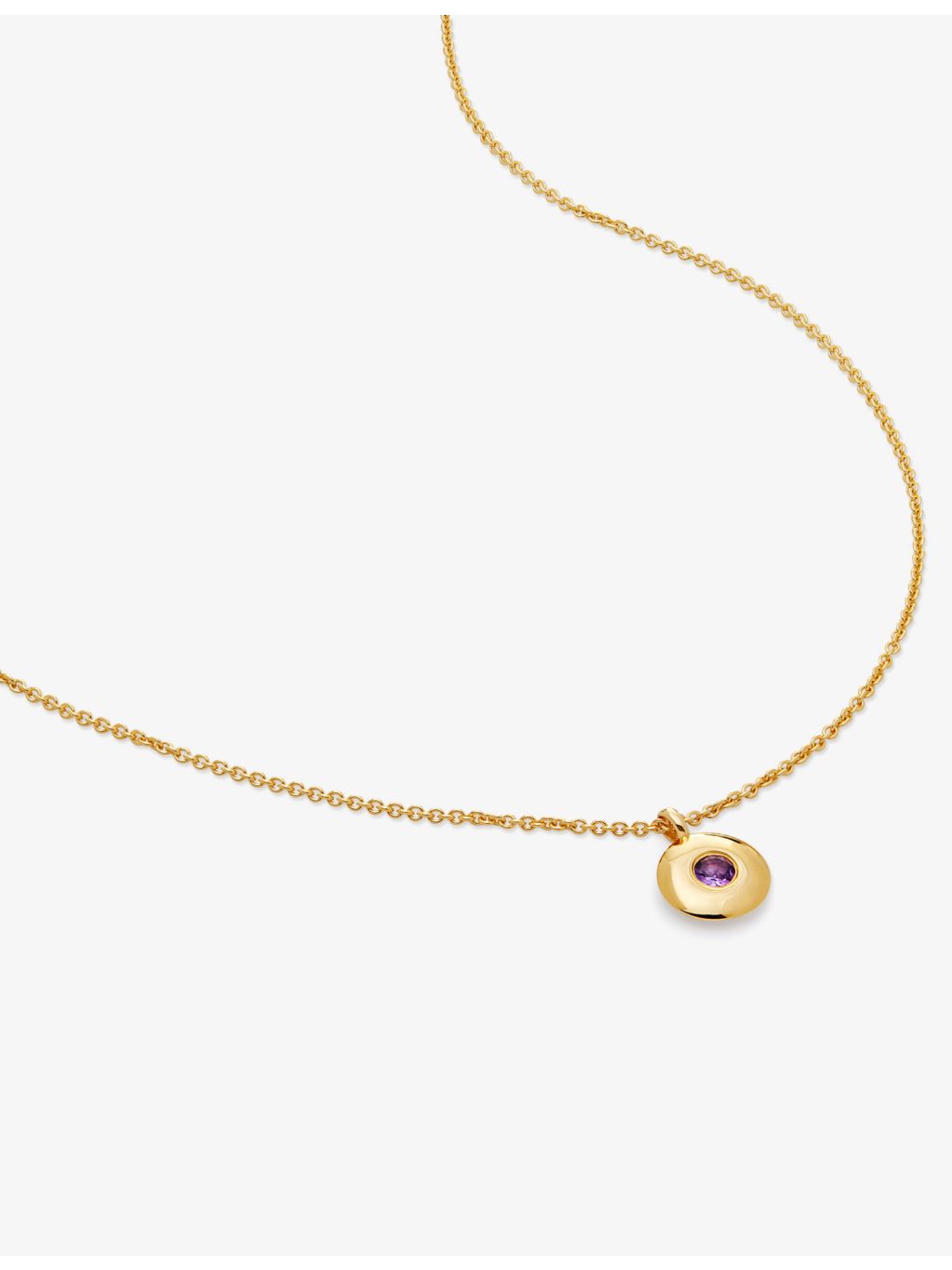 Monica Vinader amethyst pendant necklace in gold vermeil, imported from the UK