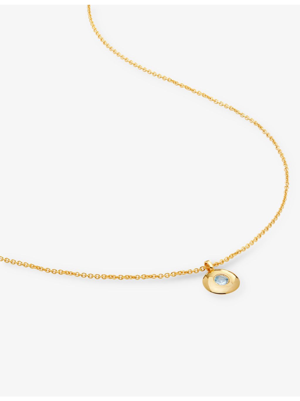 Monica Vinader aquamarine birthstone necklace 41-46cm (British brand)