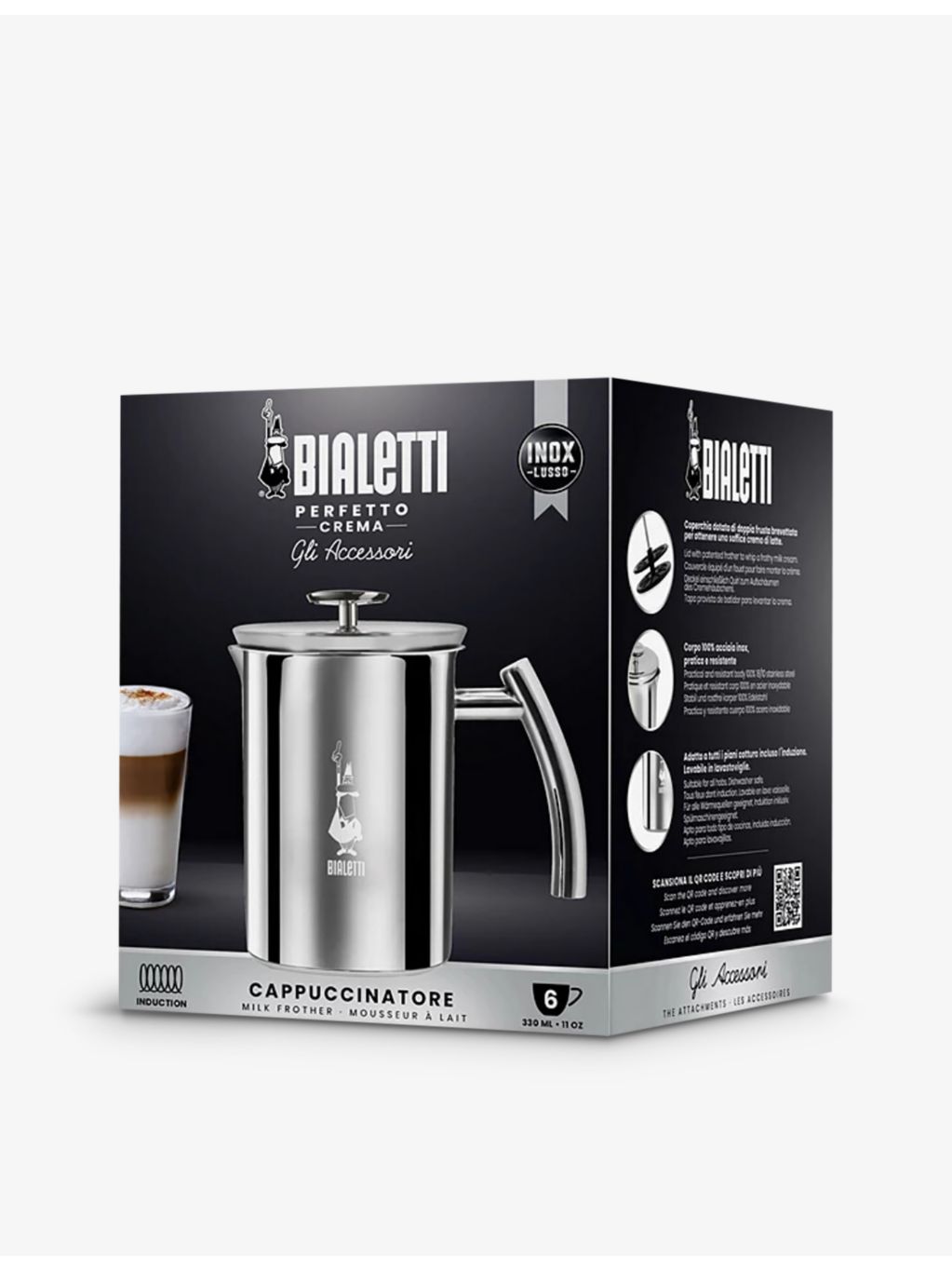 Bialetti stainless steel milk frother 18.5cm, UK version