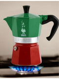 Bialetti Moka Express three-cup aluminium espresso maker, imported from the UK